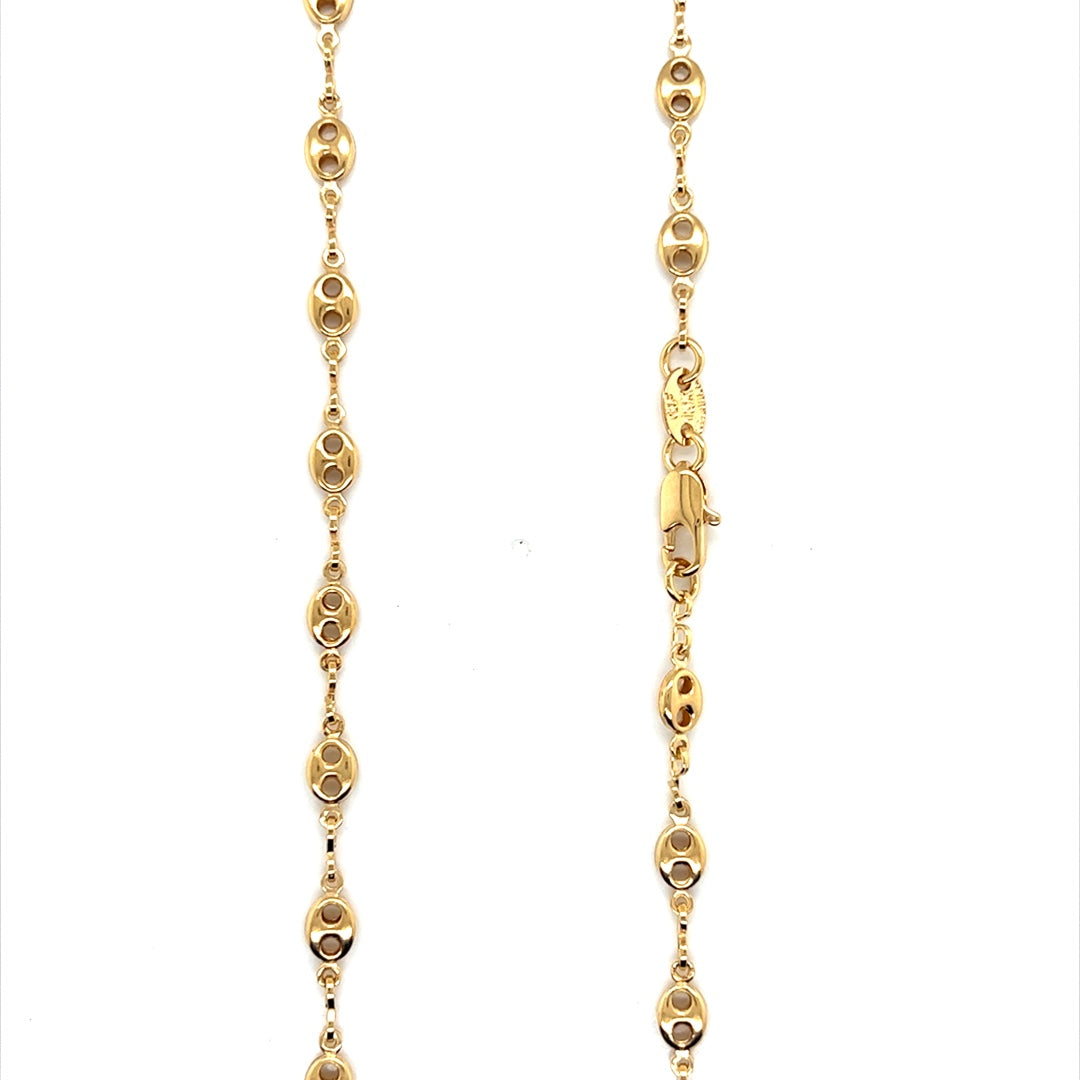 Hollow Puff Mariner Link Chain 4.5 - Gold Filled