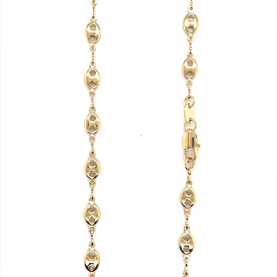 Hollow Puff Mariner Link Chain 5.5mm - Gold Filled