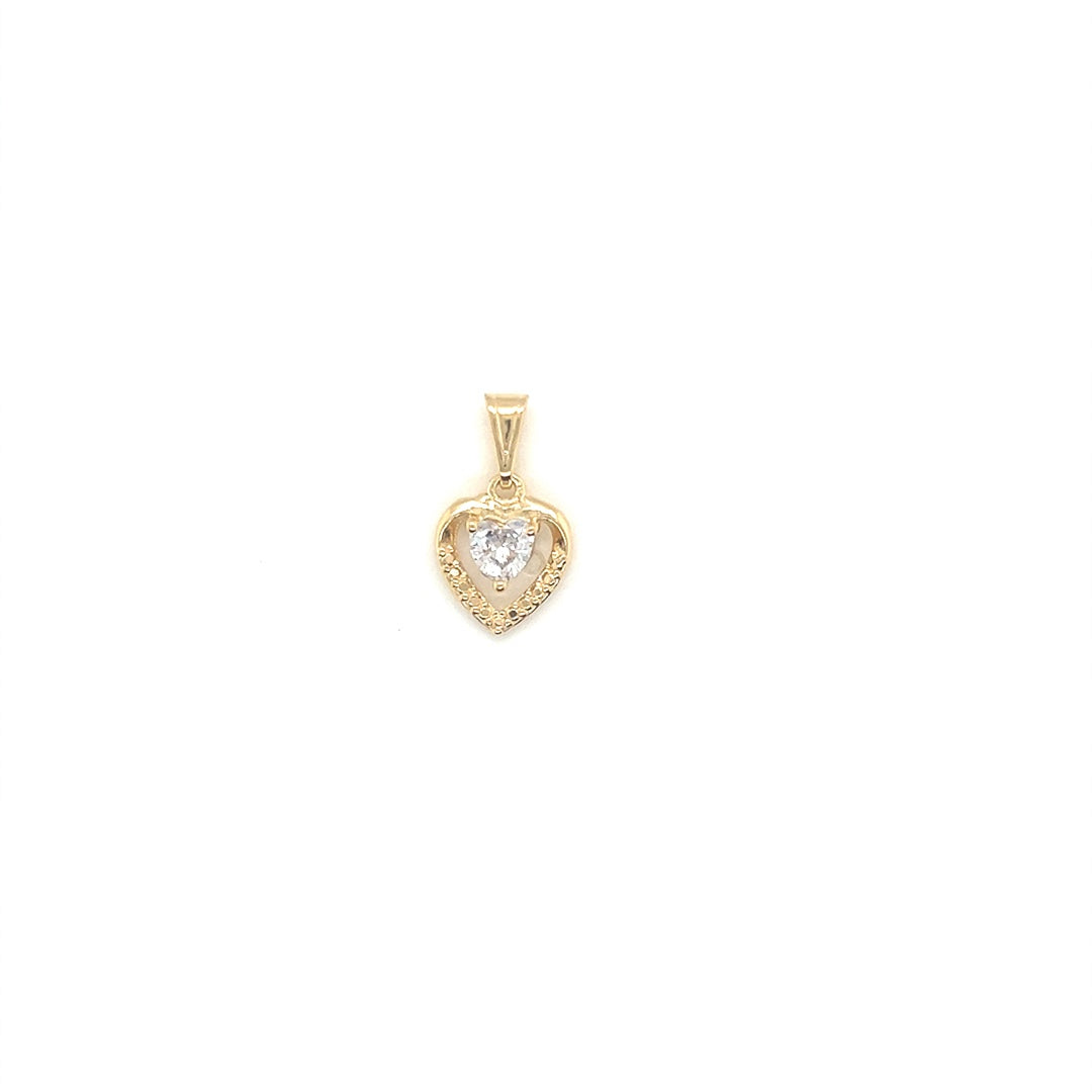 CZ Heart Pendant 11mm - Gold Filled
