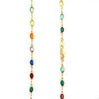 Oval Multicolor Crystal Necklace 2.5mm