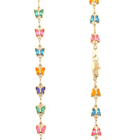 Multicolor Crystal Butterfly Necklace 7mm