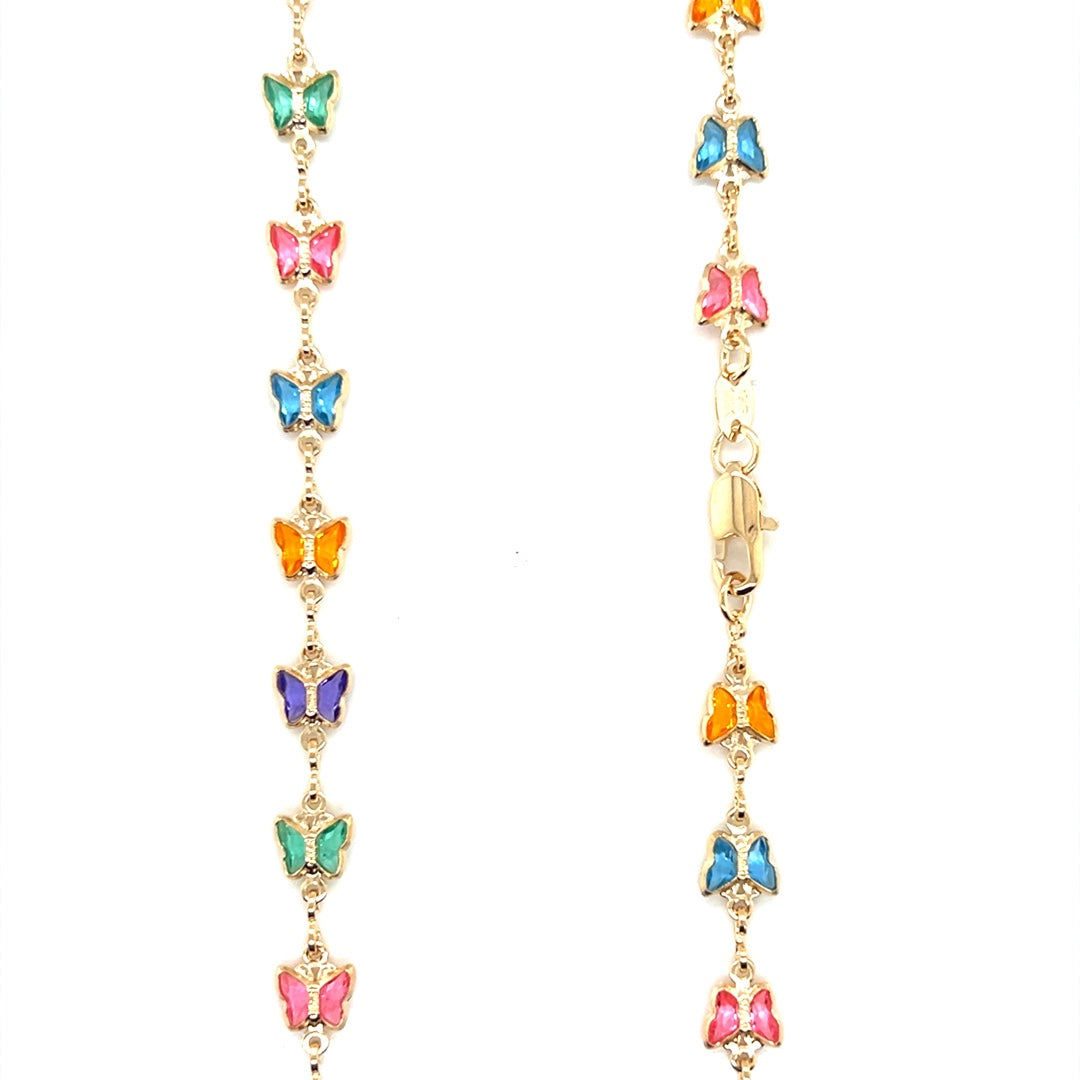 Multicolor Crystal Butterfly Necklace 7mm