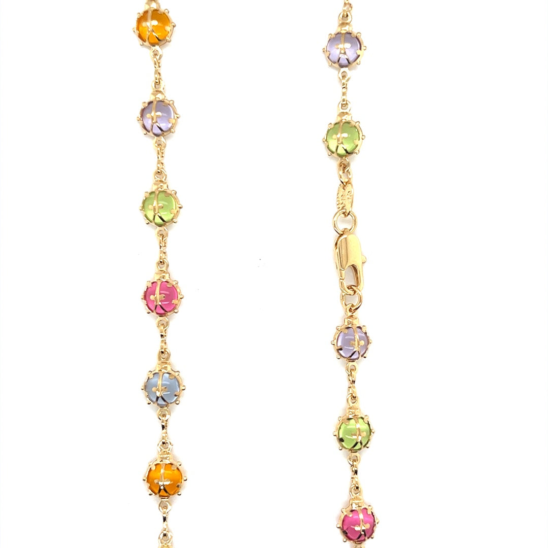 8mm Multicolor Crystal Lady Bug Necklace
