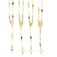 Multicolor Crystal Rosary Necklace