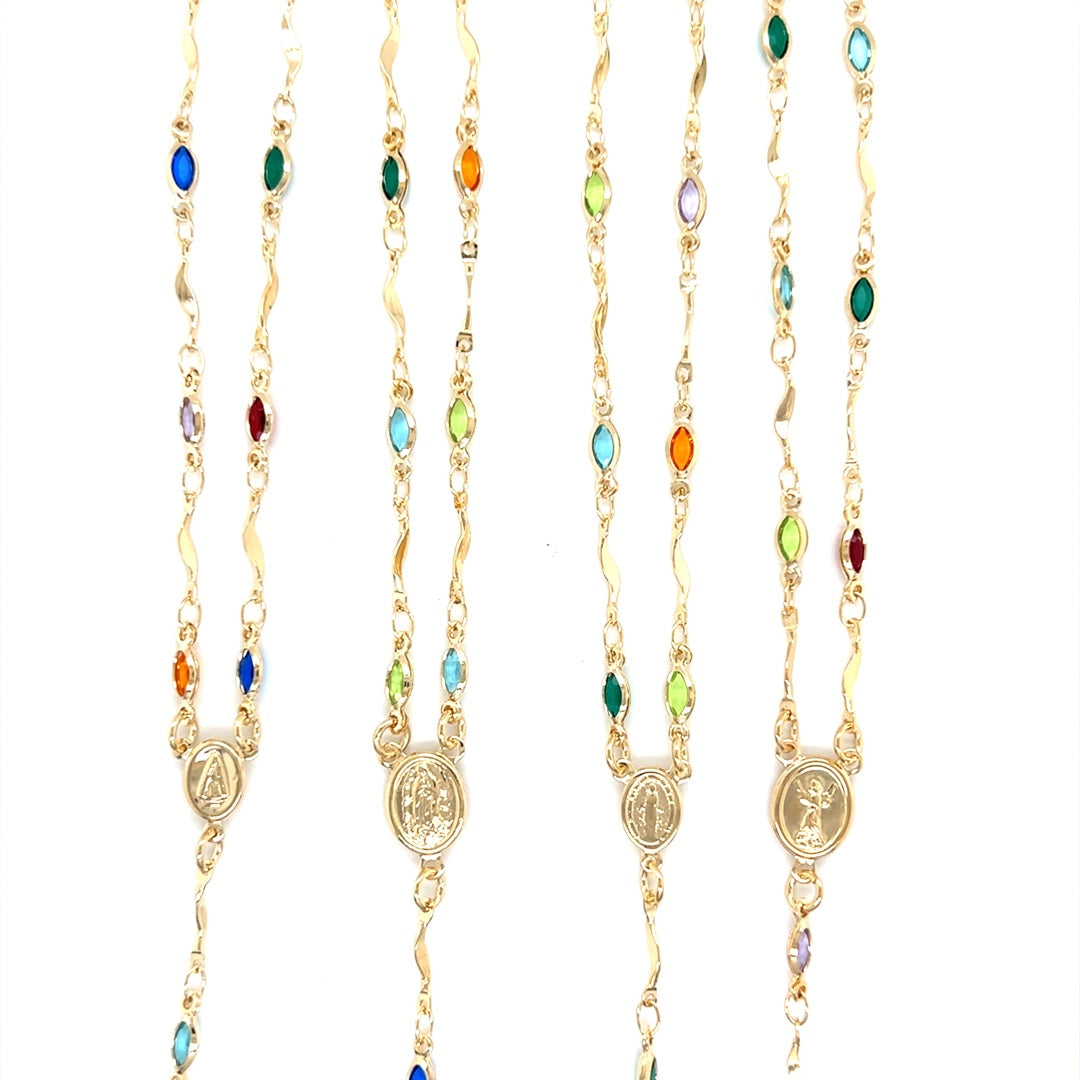 Multicolor Crystal Rosary Necklace