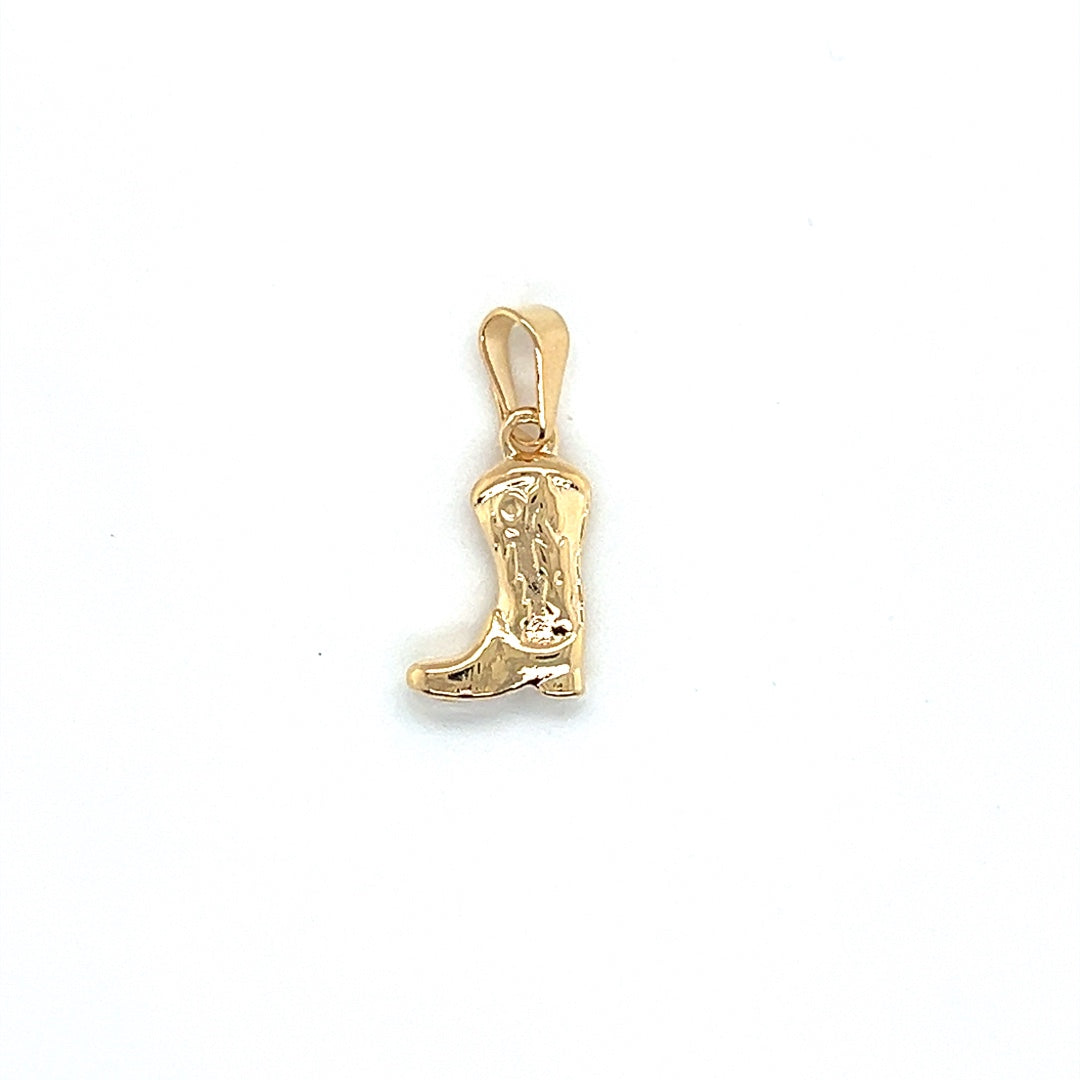 3D Cowboy Boot Pendant 9mm - Gold Filled