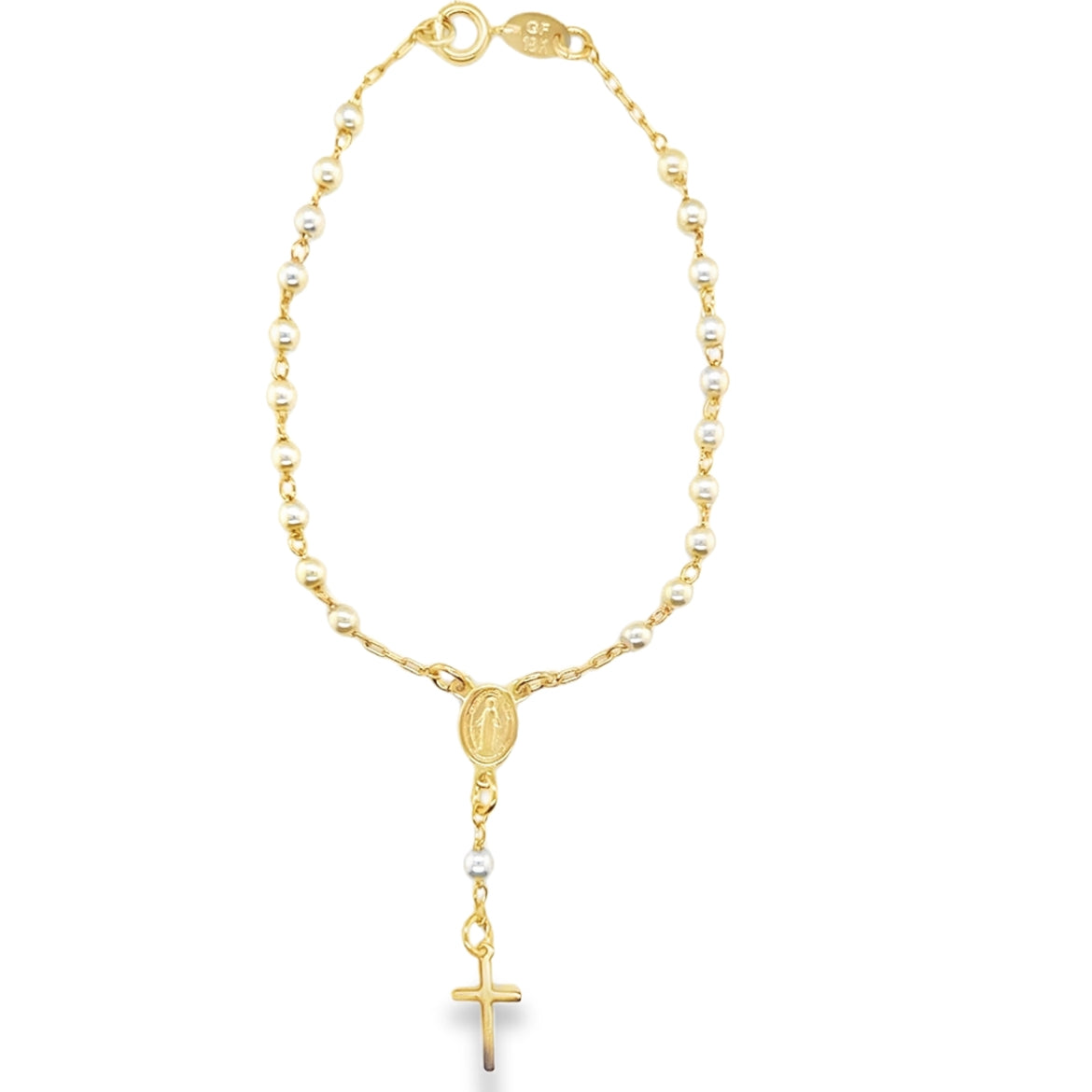 Virgin Mary Pearl Rosary Bracelet
