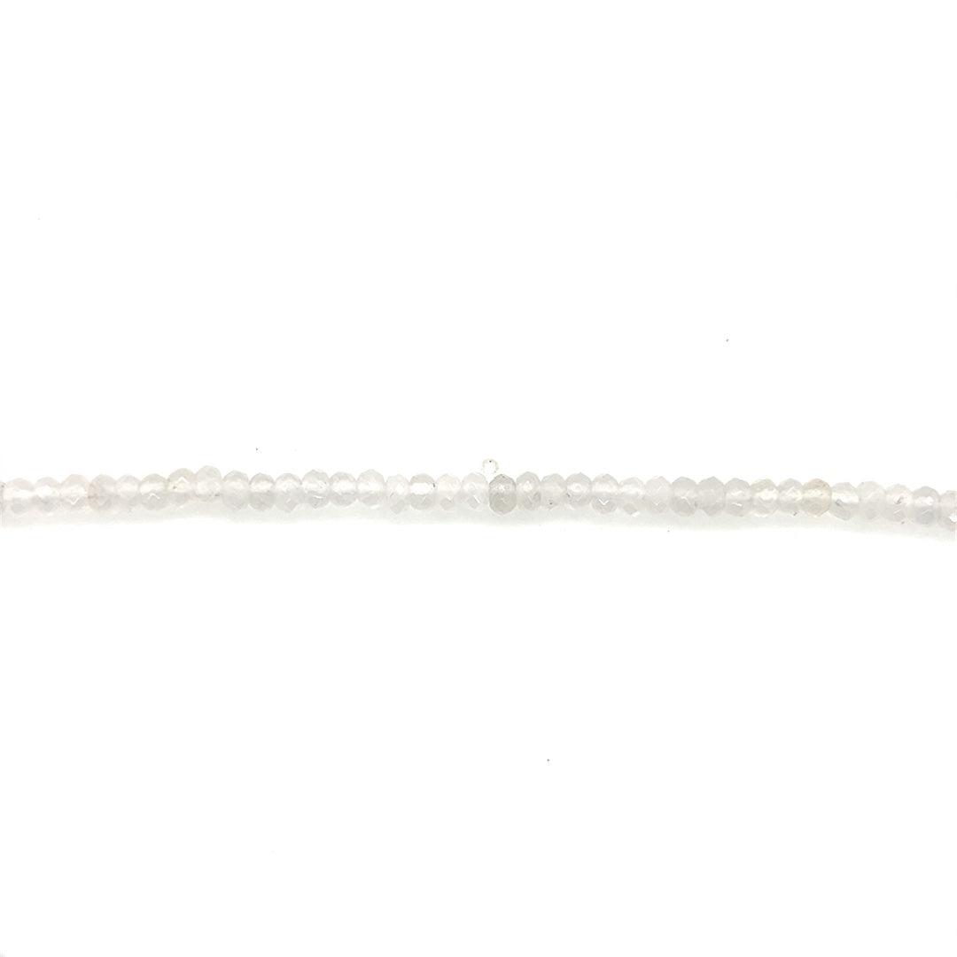 White Jade Faceted Rondelle Beads
