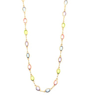 Oval Multicolor Crystal Necklace 2.5mm