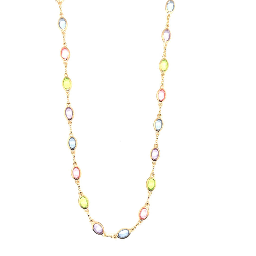 Oval Multicolor Crystal Necklace 2.5mm