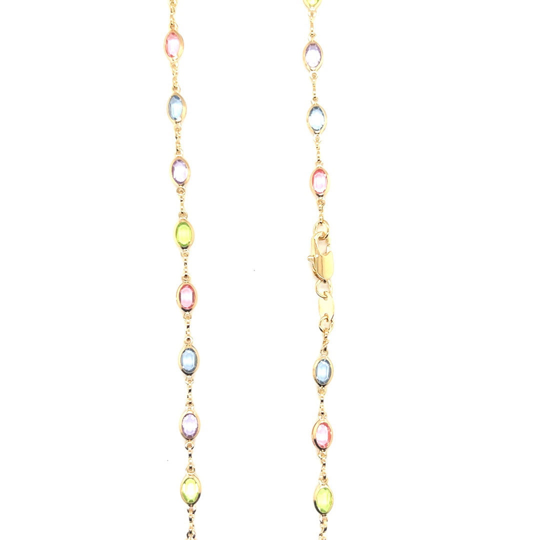 Oval Multicolor Crystal Necklace 2.5mm
