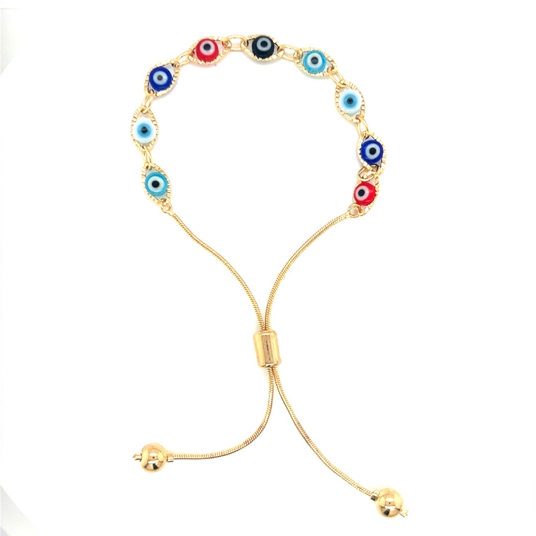 Adjustable Multicolor Evil Eye Snake Bracelet