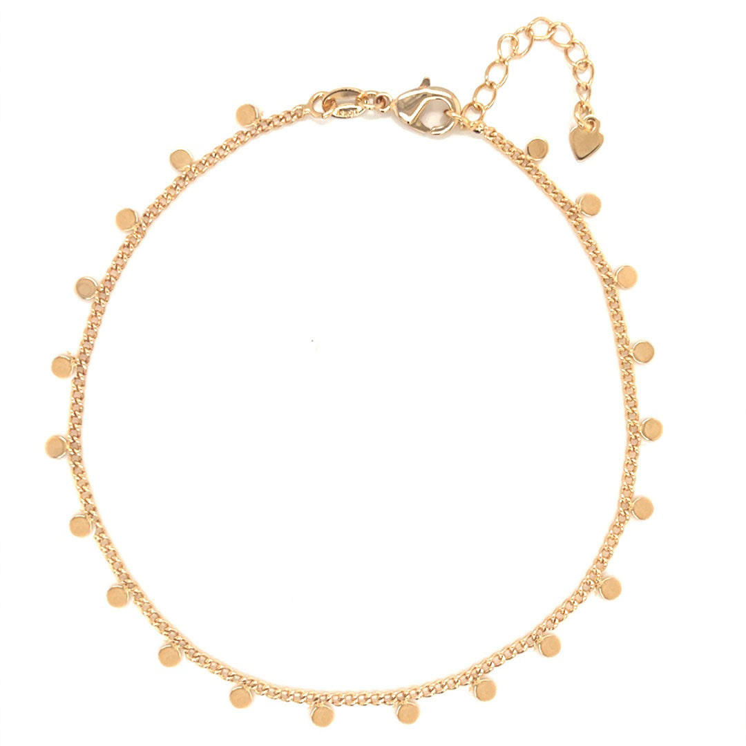 Curb Link Anklet with Dangling Flat Discs