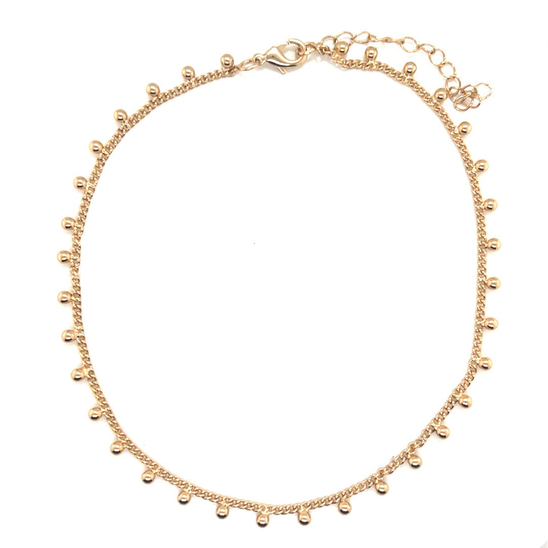 Curb Link Anklet with Dangling Beads