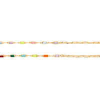 Paperclip Bracelet with Rectangle Gemstone Accents