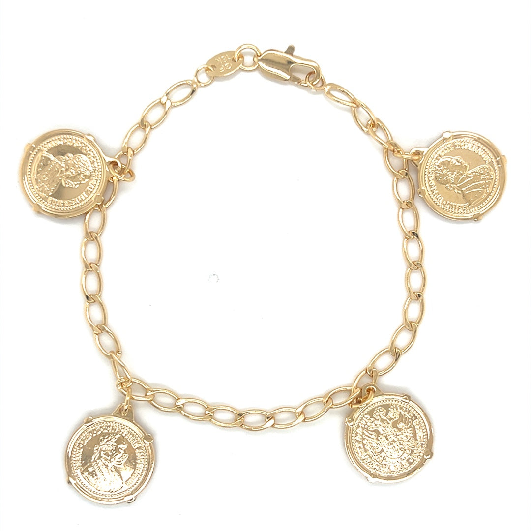 4mm Open Curb Bracelet with Dangling Coins