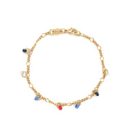 Open Curb Link Baby Bracelet with Dangling Beads