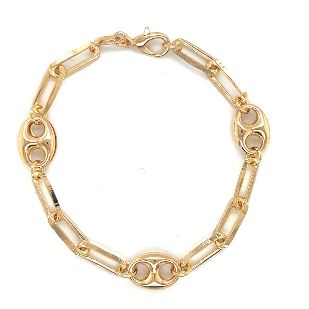 5mm Paperclip Bracelet with Puff Accents