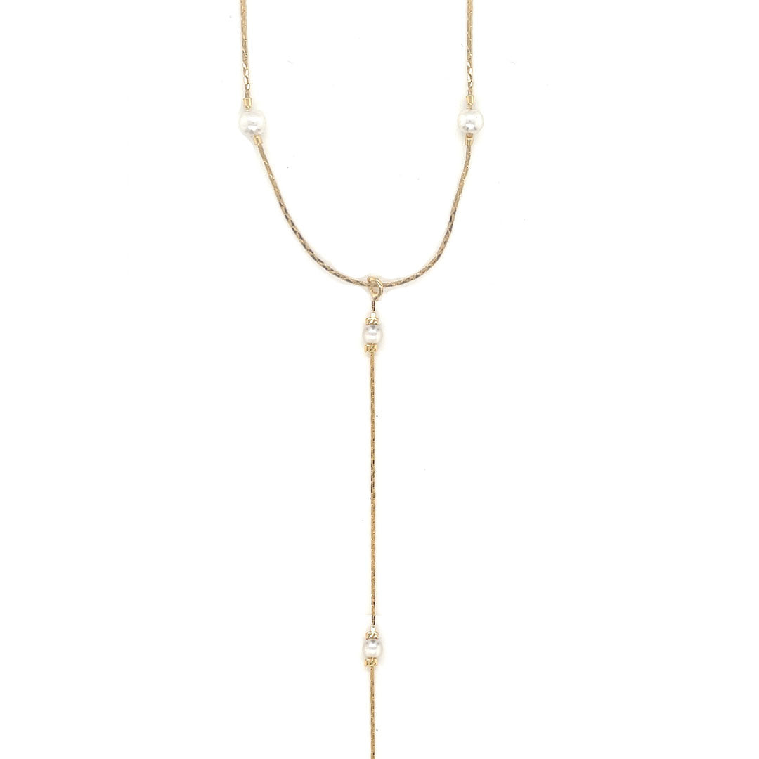 Square Snake Body Chain with Pearl Accents