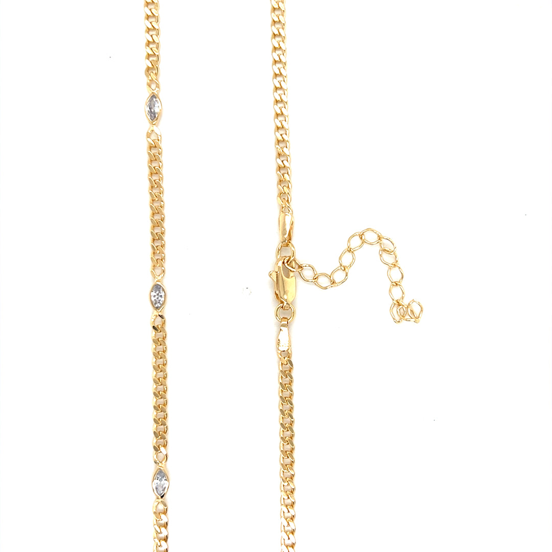 Curb Necklace with CZ Accents