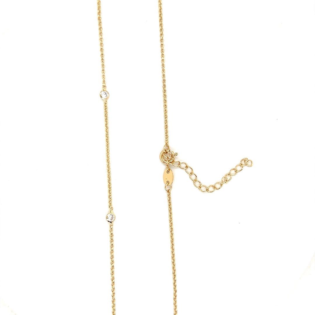 Cable Necklace with CZ Station Accents