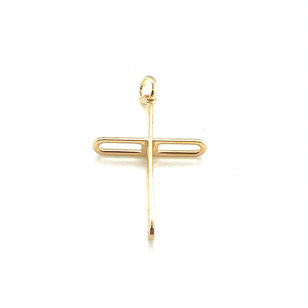 Outline Cross Charm 32mm - Gold Filled
