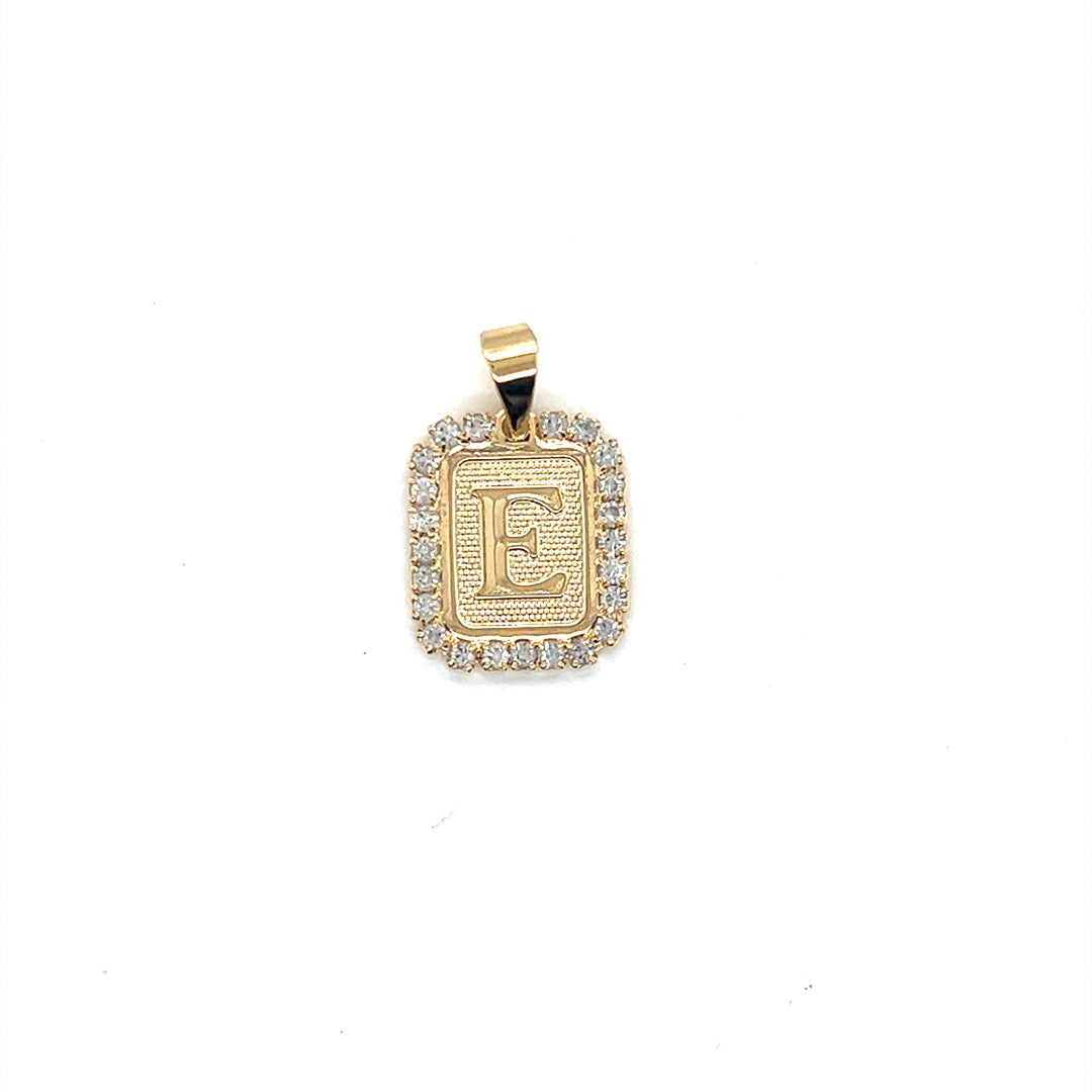 CZ Block Initial Pendant 16mm - Gold Filled