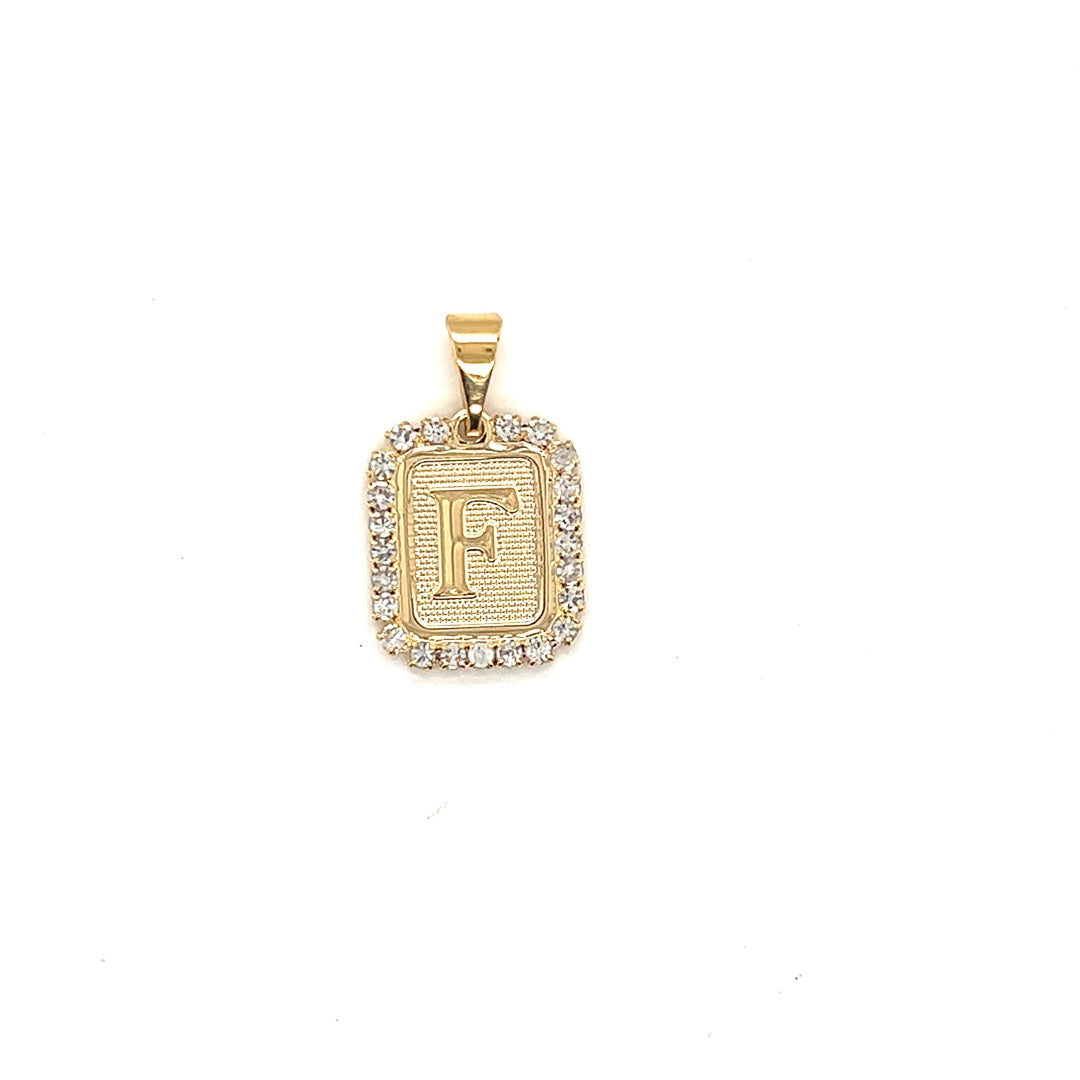 CZ Block Initial Pendant 16mm - Gold Filled