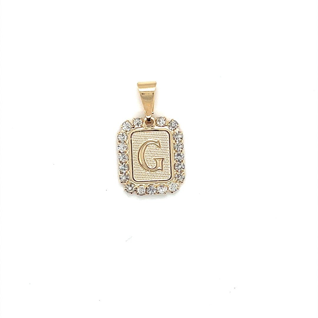 CZ Block Initial Pendant 16mm - Gold Filled