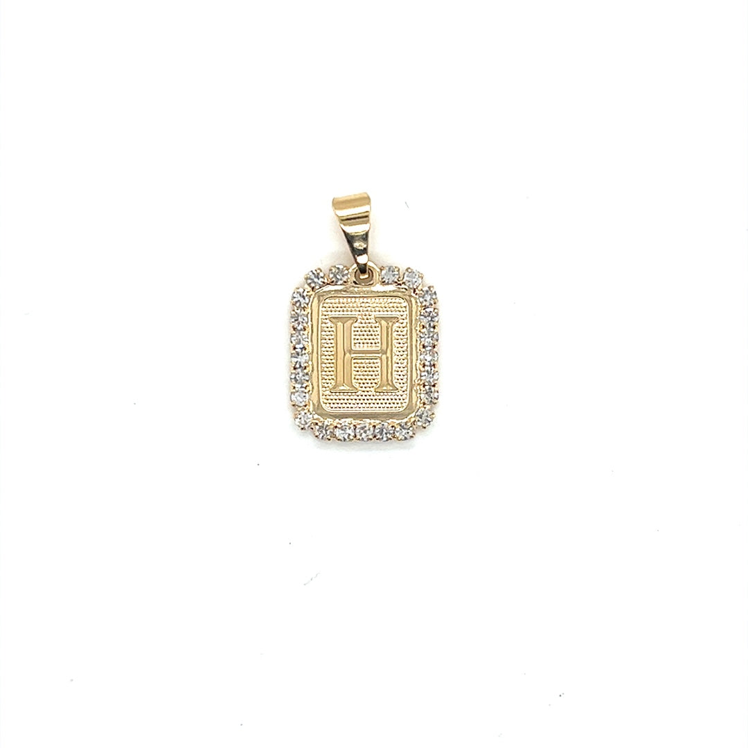 CZ Block Initial Pendant 16mm - Gold Filled