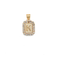 CZ Block Initial Pendant 16mm - Gold Filled