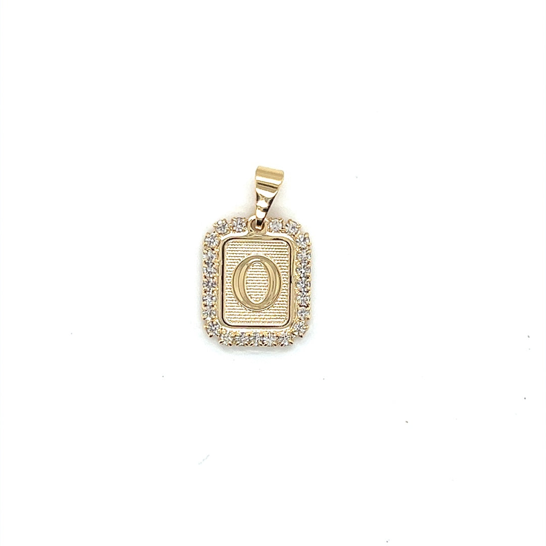 CZ Block Initial Pendant 16mm - Gold Filled