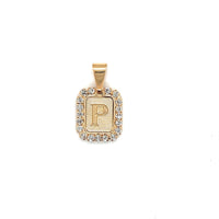 CZ Block Initial Pendant 16mm - Gold Filled