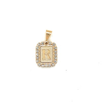 CZ Block Initial Pendant 16mm - Gold Filled