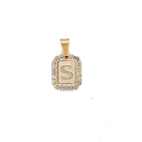 CZ Block Initial Pendant 16mm - Gold Filled
