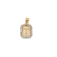CZ Block Initial Pendant 16mm - Gold Filled