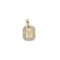 CZ Block Initial Pendant 16mm - Gold Filled