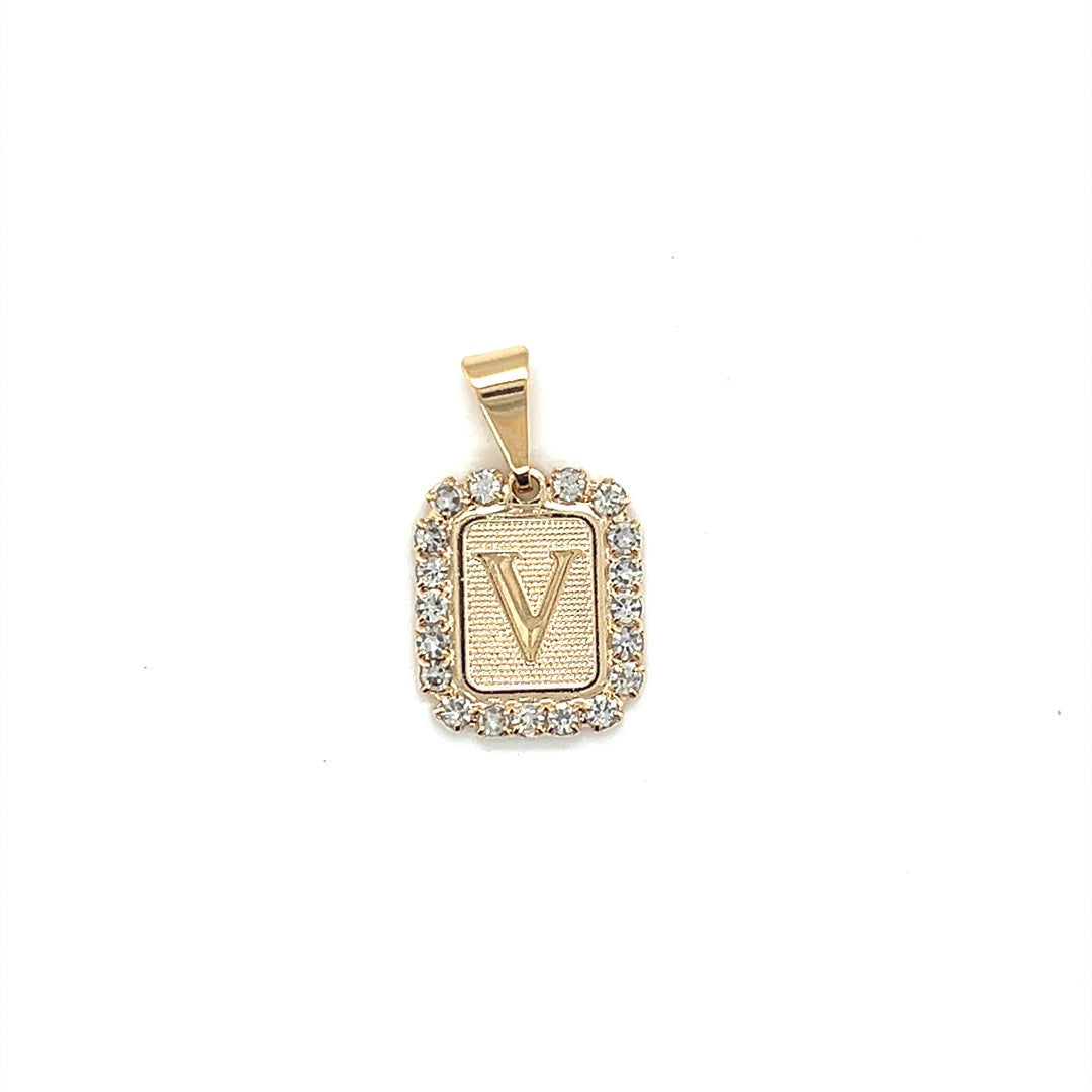 CZ Block Initial Pendant 16mm - Gold Filled