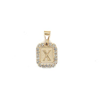 CZ Block Initial Pendant 16mm - Gold Filled