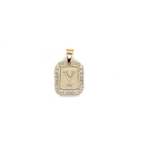 CZ Block Initial Pendant 16mm - Gold Filled