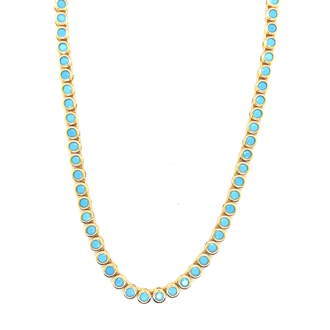 Blue CZ Round Tennis Necklace