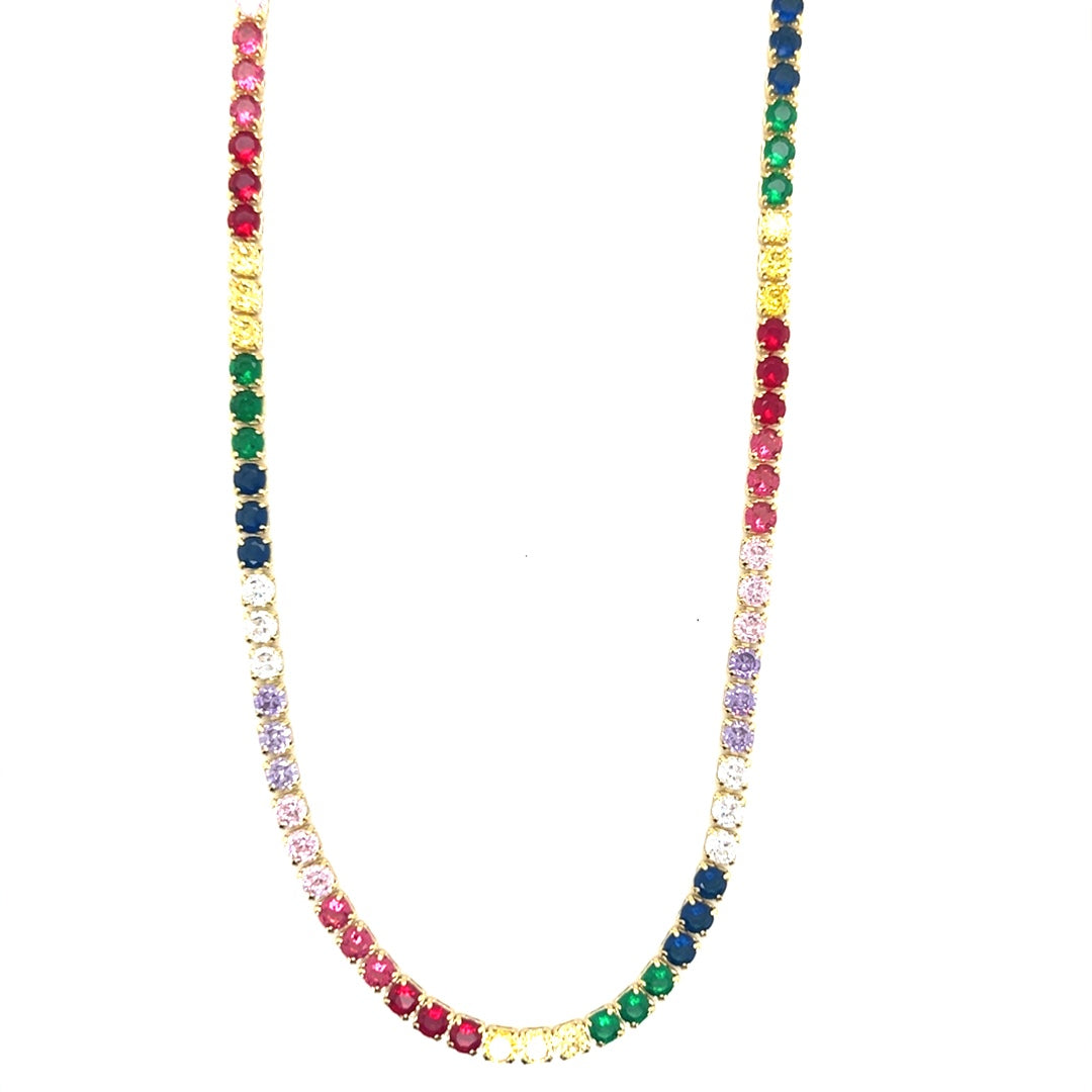 Multicolor CZ Tennis Necklace