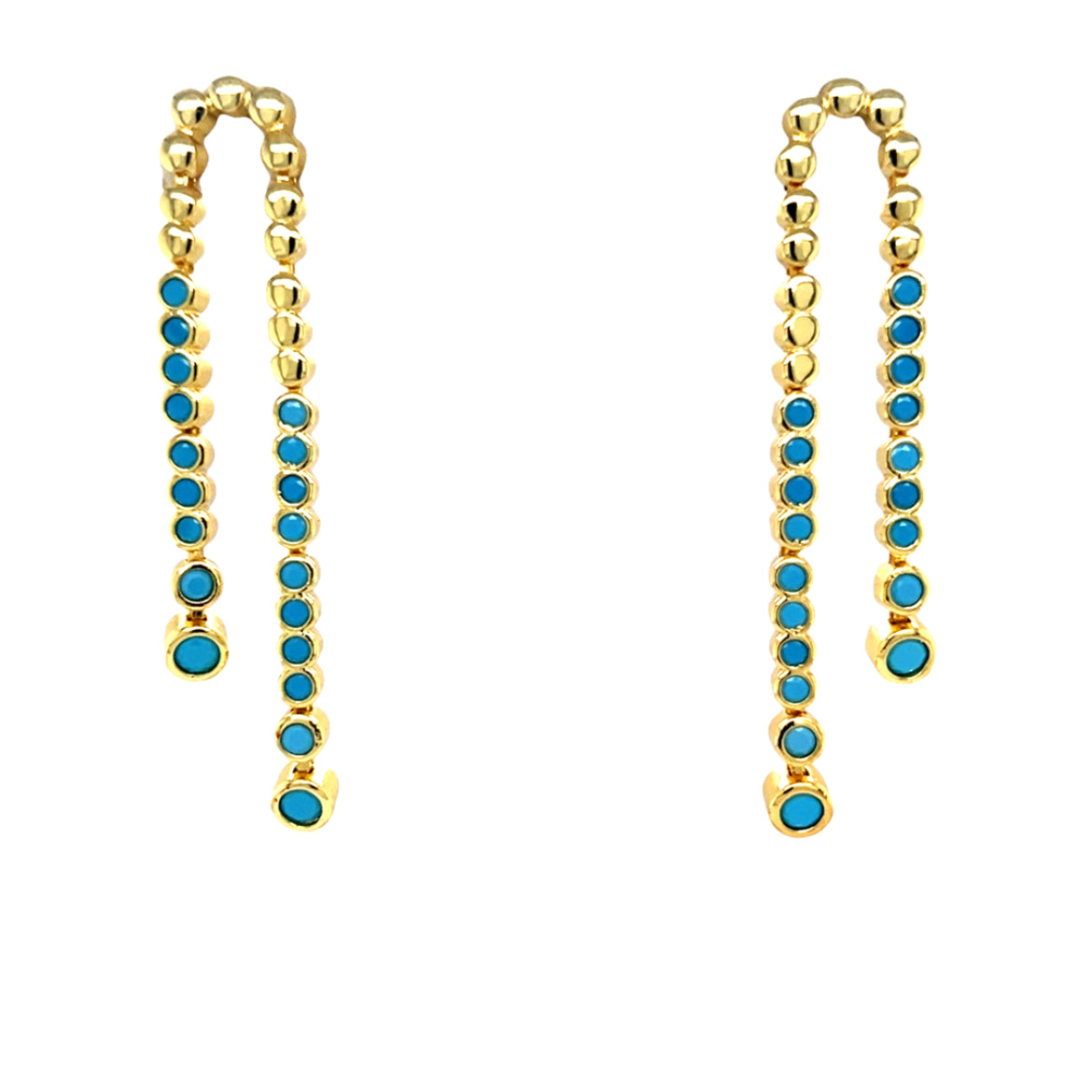 Teal Dangle CZ Earrings