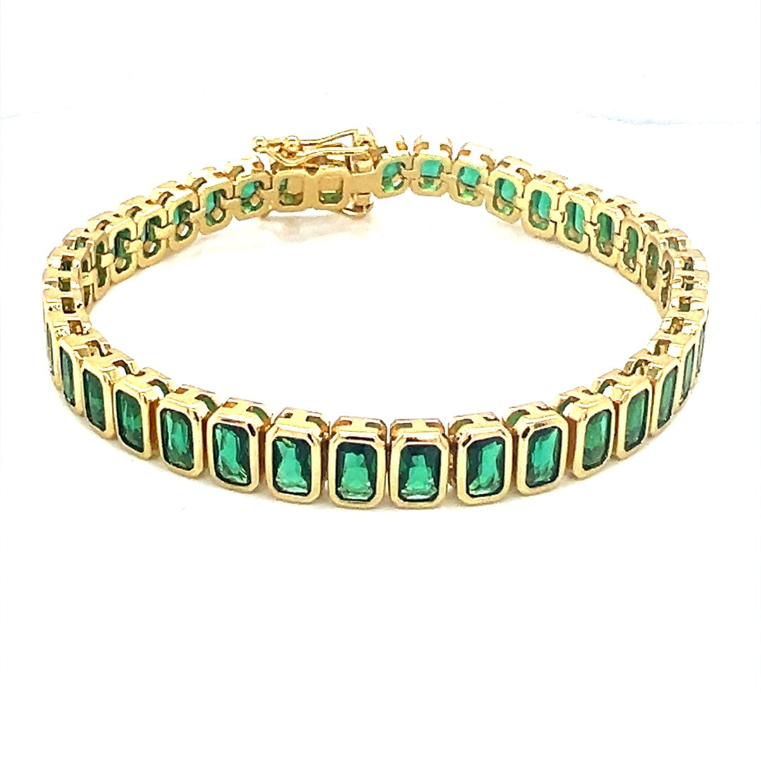 Green Rectangle Tennis Bracelet