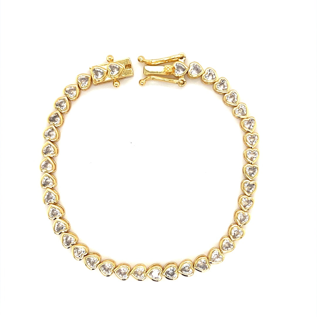 4mm CZ Heart Tennis Bracelet