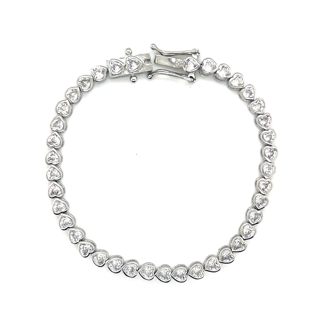 4mm CZ Heart Tennis Bracelet