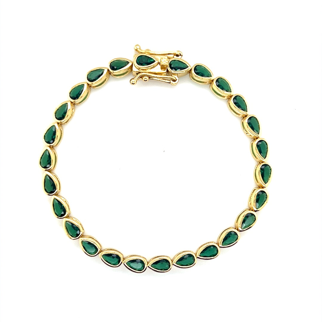 Green Teardrop Tennis Bracelet