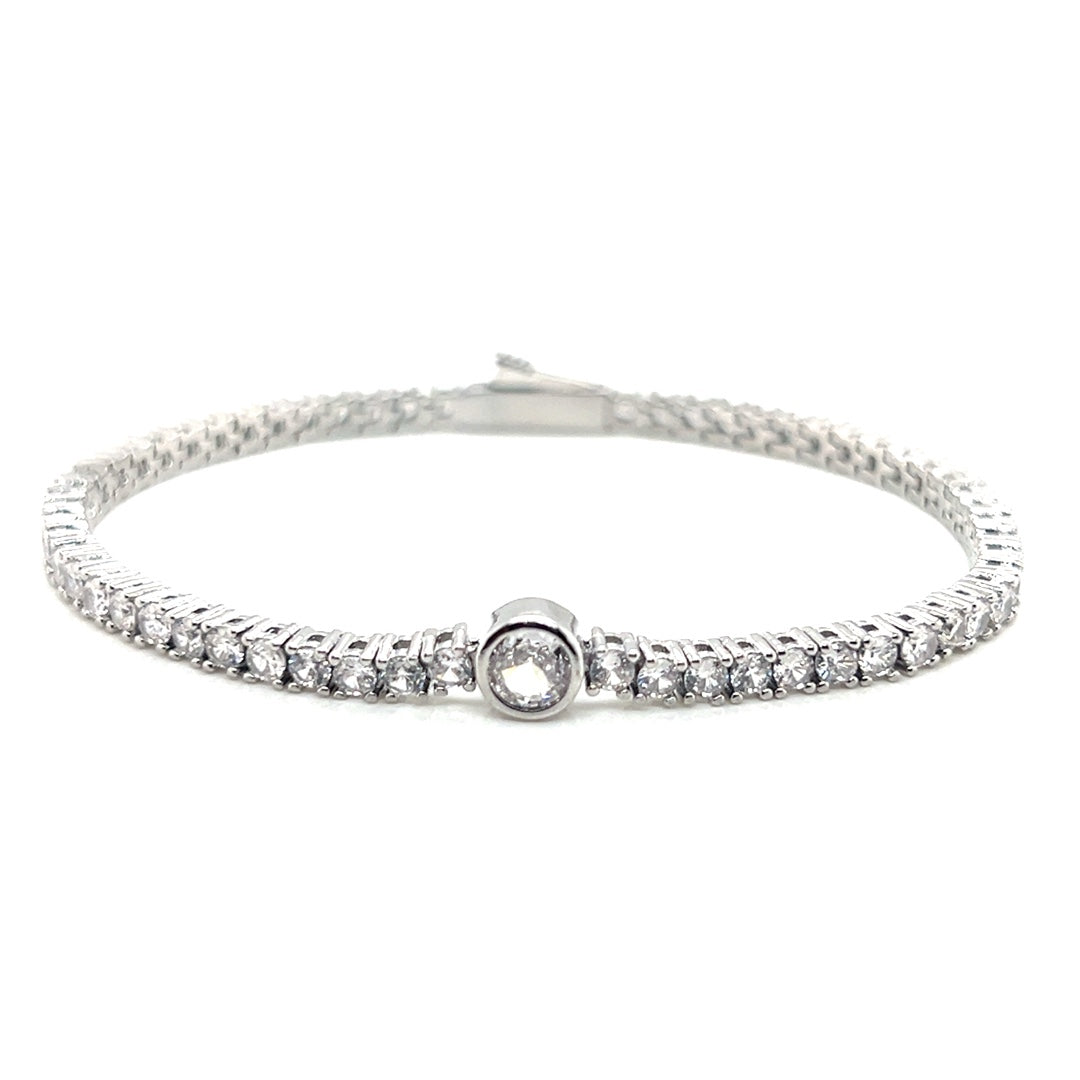 4mm Round Accent CZ Tennis Bracelet