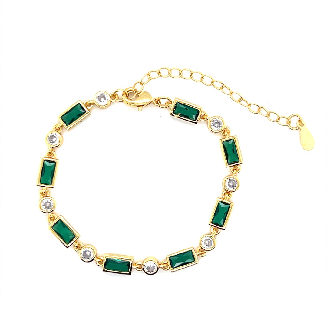 CZ Rectangle & Round Bracelet