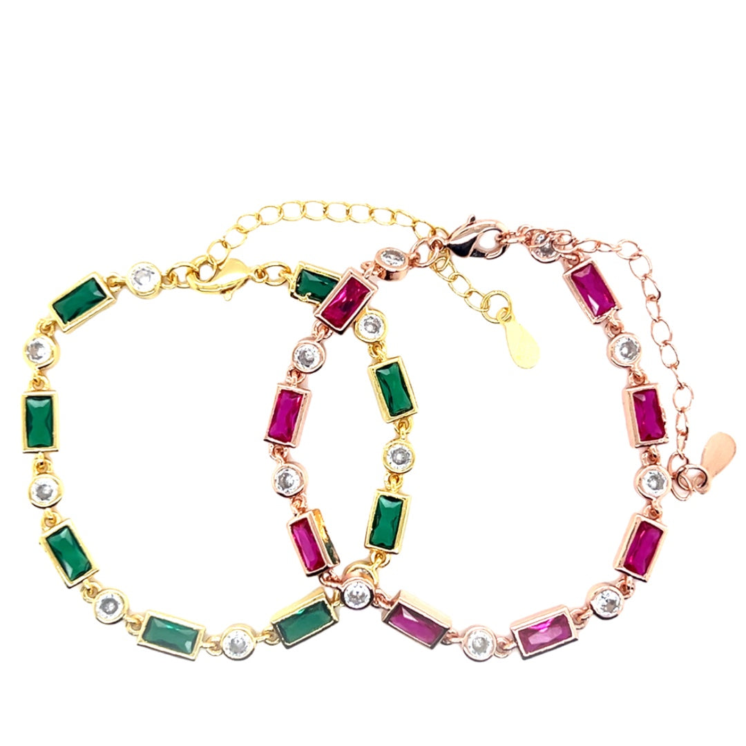 CZ Rectangle & Round Bracelet